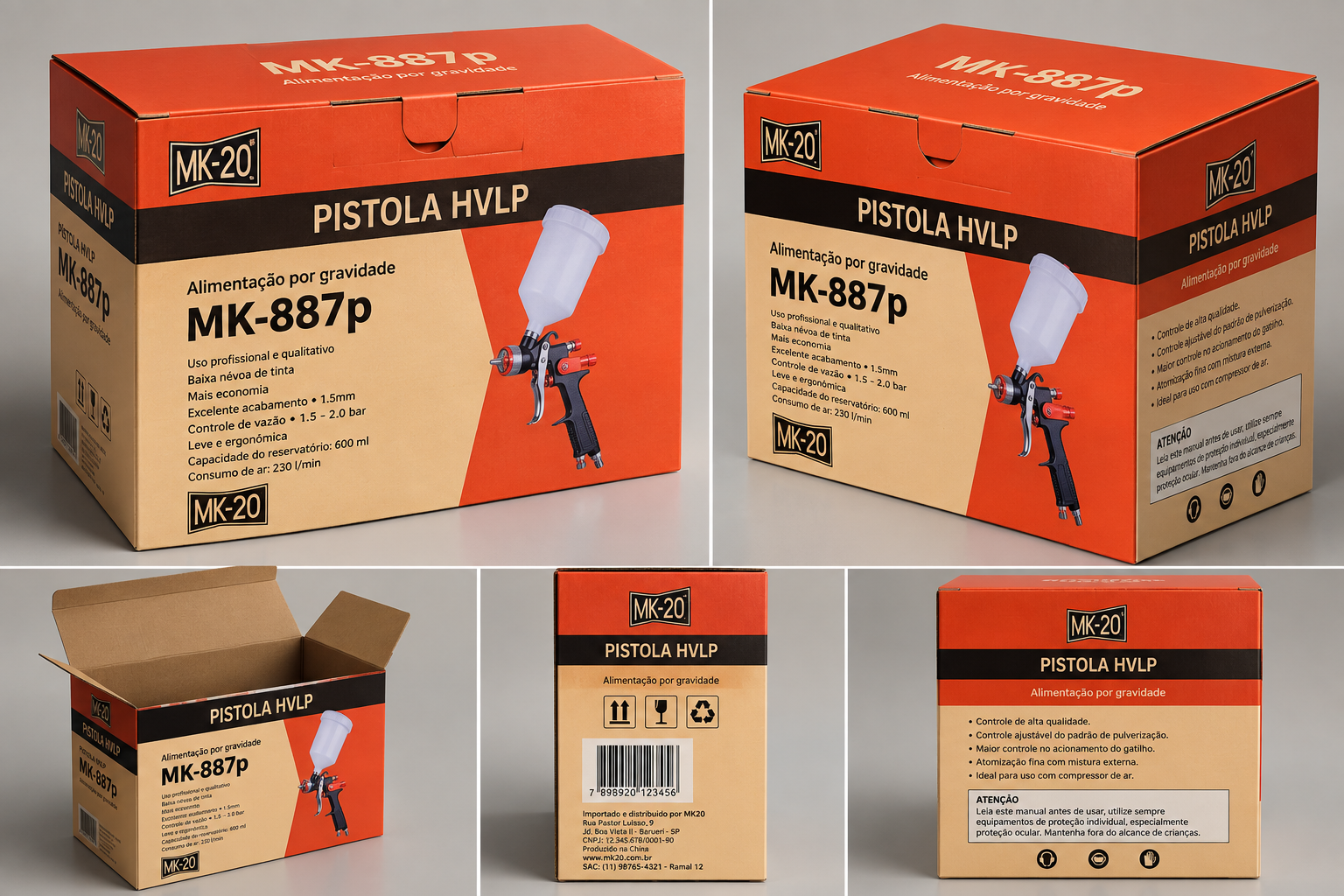 Embalagem de Pistola HVLP MK-887p